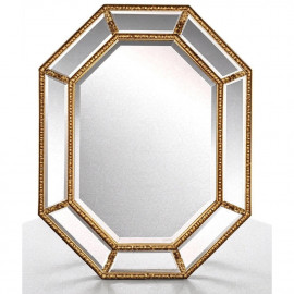 Восьмиугольное зеркало в зеркальнойраме Diamond Gold (Даймонд), Поталь античное золото, 90*120 см 