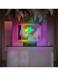 Зеркало с логотипом компании с неоновой RGB подсветкой E071 в интернет-магазине зеркальной мастерской ЗЕРКАЛА-М фото 2 